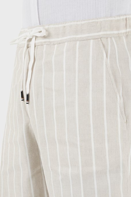 Boss Çizgili Keten Karışımlı Regular Fit Erkek Short 50514656 255 BEJ - 5