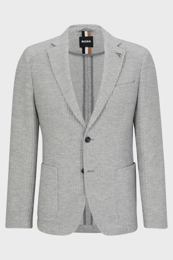 Boss Çizgili Yün Karışımlı Slim Fit Erkek Ceket 50502677 041 GRİ - 6