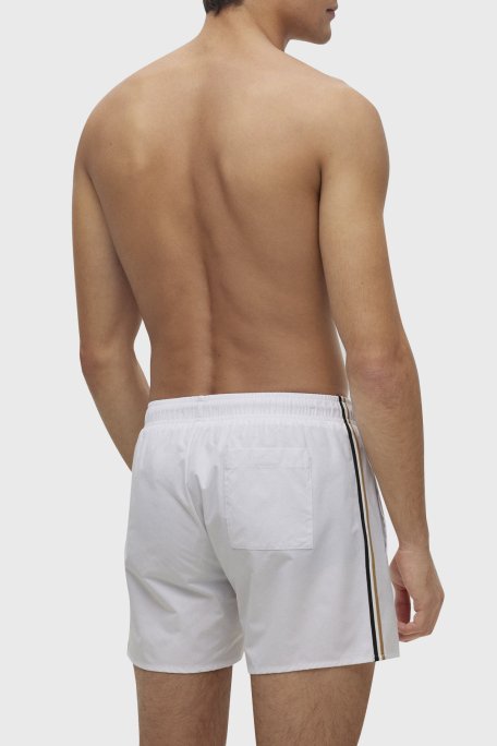 Boss Deniz Şortu Belden Bağlamalı Cepli Erkek Mayo Short 50491594 100 BEYAZ - 3