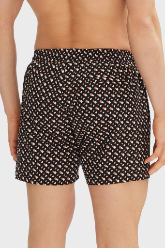 Boss Deniz Şortu Monogram Baskılı Tamamı Astarlı Hızlı Kuruyan Erkek Mayo Short 50515720 001 SİYAH - 8