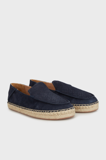Boss Deri Ve Süet Karışımlı Hasır Detaylı Erkek Espadril 50541781 401 LACİVERT - 7