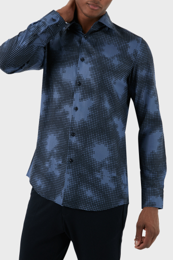 Boss Desenli Regular Fit Erkek Gömlek 50508415 479 MAVİ - 7