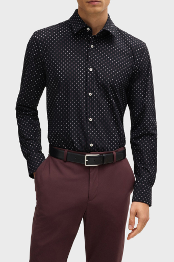 Boss Desenli Slim Fit Erkek Gömlek 50520055 001 SİYAH - 7