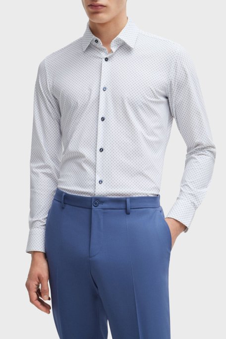 Boss Desenli Slim Fit Erkek Gömlek 50520055 100 BEYAZ - 1