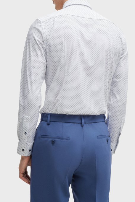 Boss Desenli Slim Fit Erkek Gömlek 50520055 100 BEYAZ - 4