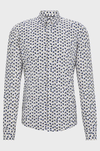 Boss Desenli Streç Slim Fit Erkek Gömlek 50513613 255 BEJ - 6