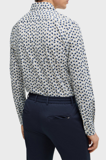 Boss Desenli Streç Slim Fit Erkek Gömlek 50513613 255 BEJ - 9