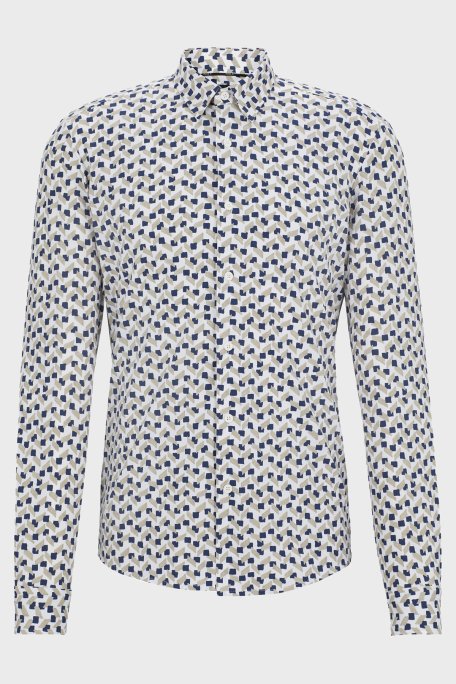 Boss Desenli Streç Slim Fit Erkek Gömlek 50513613 255 BEJ - 6