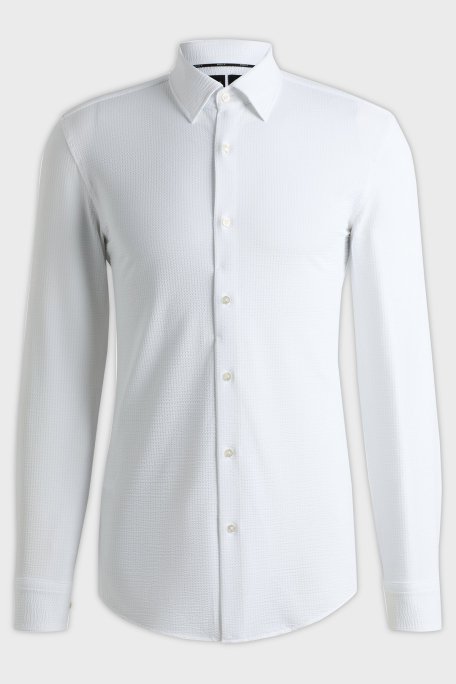 Boss Dokulu Slim Fit Uzun Kollu Erkek Gömlek 50539858 100 BEYAZ - 6