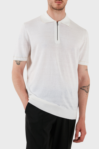 Boss Keten Karışımlı Regular Fit Yarım Fermuarlı Erkek Polo Yaka T Shirt 50537640 100 BEYAZ - 4
