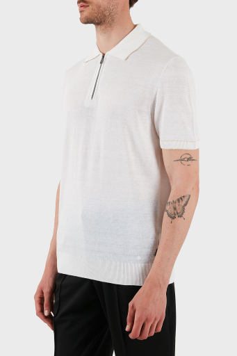 Boss Keten Karışımlı Regular Fit Yarım Fermuarlı Erkek Polo Yaka T Shirt 50537640 100 BEYAZ - 5