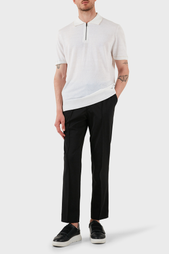 Boss Keten Karışımlı Regular Fit Yarım Fermuarlı Erkek Polo Yaka T Shirt 50537640 100 BEYAZ - 8
