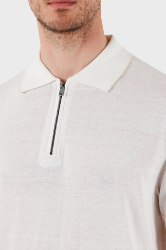 Boss Keten Karışımlı Regular Fit Yarım Fermuarlı Erkek Polo Yaka T Shirt 50537640 100 BEYAZ - 12