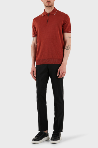 Boss Keten Karışımlı Regular Fit Yarım Fermuarlı Erkek Polo Yaka T Shirt 50537640 806 KİREMİT - 7