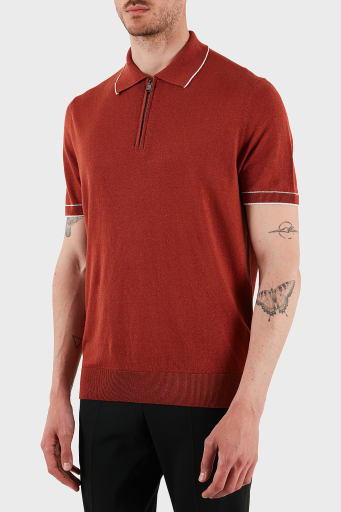 Boss Keten Karışımlı Regular Fit Yarım Fermuarlı Erkek Polo Yaka T Shirt 50537640 806 KİREMİT - 9