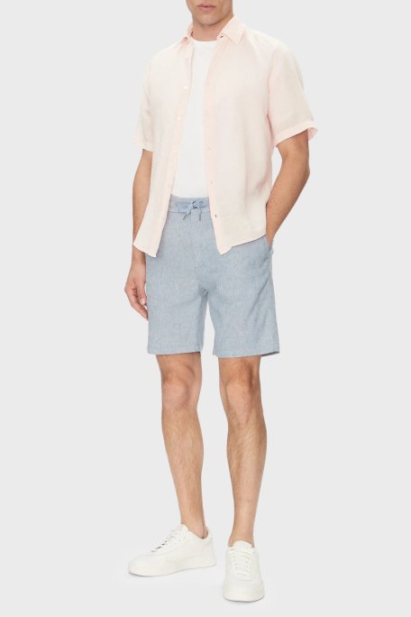 Boss Keten Karışımlı Slim Fit Normal Bel Erkek Short 50536863 462 MAVİ - 2