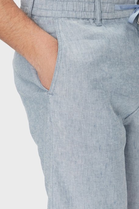 Boss Keten Karışımlı Slim Fit Normal Bel Erkek Short 50536863 462 MAVİ - 4