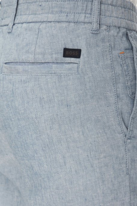 Boss Keten Karışımlı Slim Fit Normal Bel Erkek Short 50536863 462 MAVİ - 5