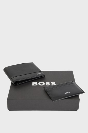 Boss Kontrast Logolu Deri Erkek Cüzdan Takım 50475717 001 SİYAH
