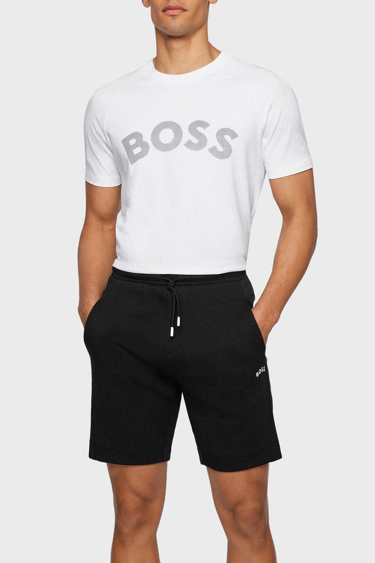 Boss Kontrast Logolu Streç Pamuklu Bisiklet Yaka Regular Fit Erkek T Shirt 50473170 100 BEYAZ