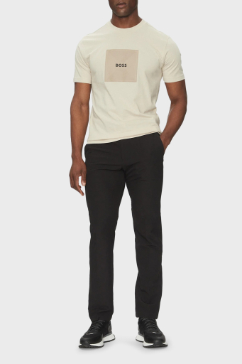 Boss Logo Baskılı % 100 Pamuk Regular Fit Bisiklet Yaka Erkek T Shirt 50538096 284 KREM - 7