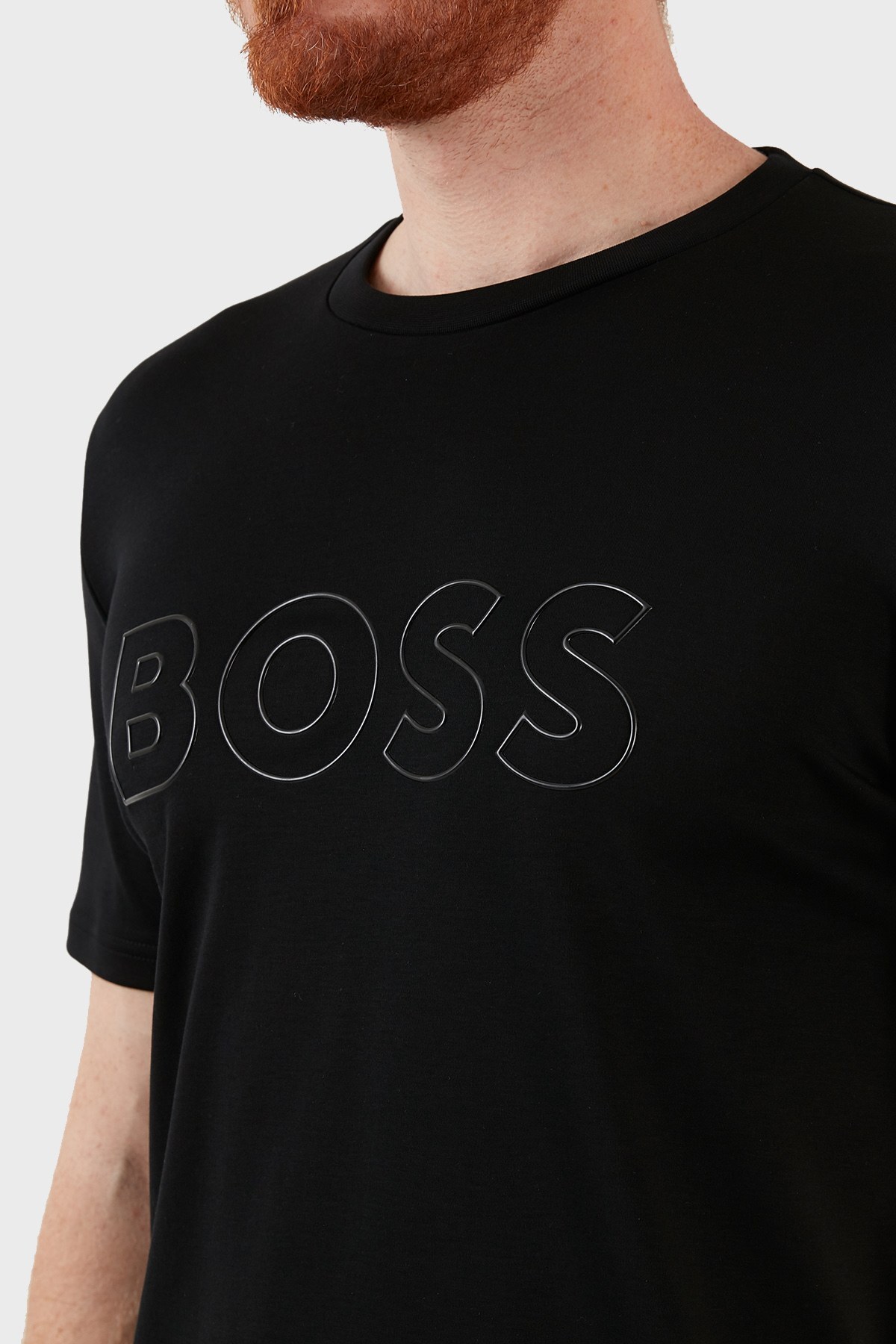 Boss Logo Baskılı Regular Fit Bisiklet Yaka % 100 Pamuk Erkek T Shirt 50467106 001 SİYAH