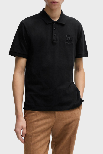 Boss Logo İşlemeli Pamuklu Regular Fit Düğmeli Erkek Polo Yaka T Shirt 50510126 001 SİYAH - 4