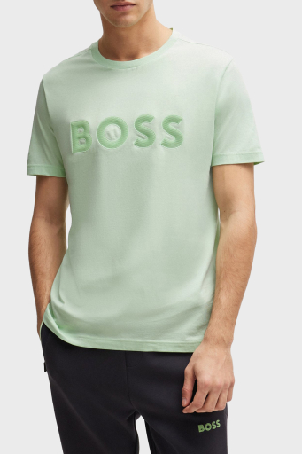 Boss Logolu % 100 Pamuk Regular Fit Bisiklet Yaka Erkek T Shirt 50512866 388 AÇIK YEŞİL - 1