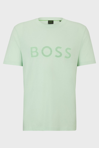 Boss Logolu % 100 Pamuk Regular Fit Bisiklet Yaka Erkek T Shirt 50512866 388 AÇIK YEŞİL - 5