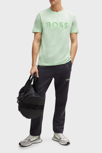 Boss Logolu % 100 Pamuk Regular Fit Bisiklet Yaka Erkek T Shirt 50512866 388 AÇIK YEŞİL - 7