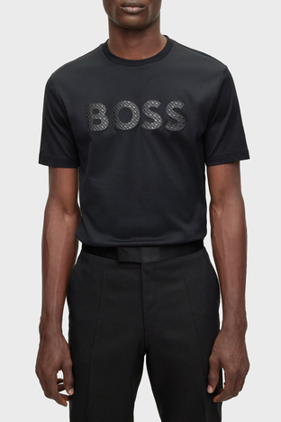 Boss - Boss Logolu Bisiklet Yaka % 100 Pamuk Regular Fit Erkek T Shirt 50481590 002 SİYAH