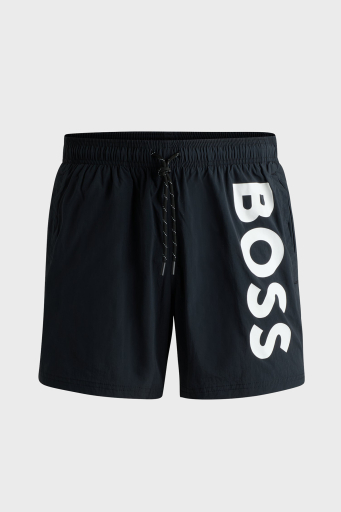 Boss Logolu Deniz Şortu Belden Bağlamalı Çabuk Kuruyan Cepli Erkek Mayo Short 50514502 001 SİYAH - 6