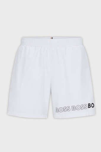Boss Logolu Deniz Şortu Cepli Erkek Mayo Short 50469300 100 BEYAZ - 4