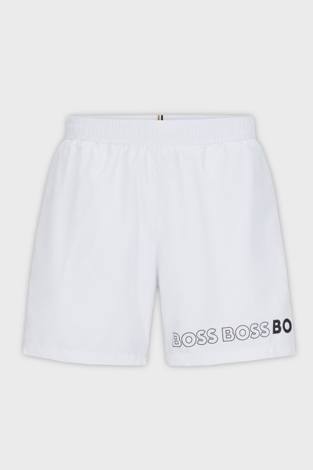 Boss Logolu Deniz Şortu Cepli Erkek Mayo Short 50469300 100 BEYAZ - 4