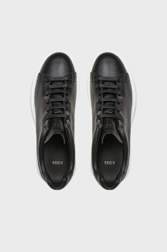 Boss Logolu Deri Sneaker Ayakkabı Erkek Ayakkabı 50470938 001 SİYAH - 5