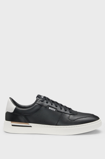 Boss Logolu Deri Sneaker Erkek Ayakkabı 50542538 001 SİYAH - 1