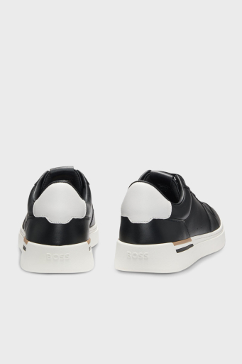 Boss Logolu Deri Sneaker Erkek Ayakkabı 50542538 001 SİYAH - 4