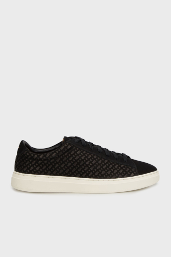 Boss Logolu Deri ve Süet Karışımlı Sneaker Erkek Ayakkabı 50542092 001 SİYAH - 1