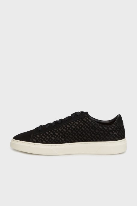 Boss Logolu Deri ve Süet Karışımlı Sneaker Erkek Ayakkabı 50542092 001 SİYAH - 3