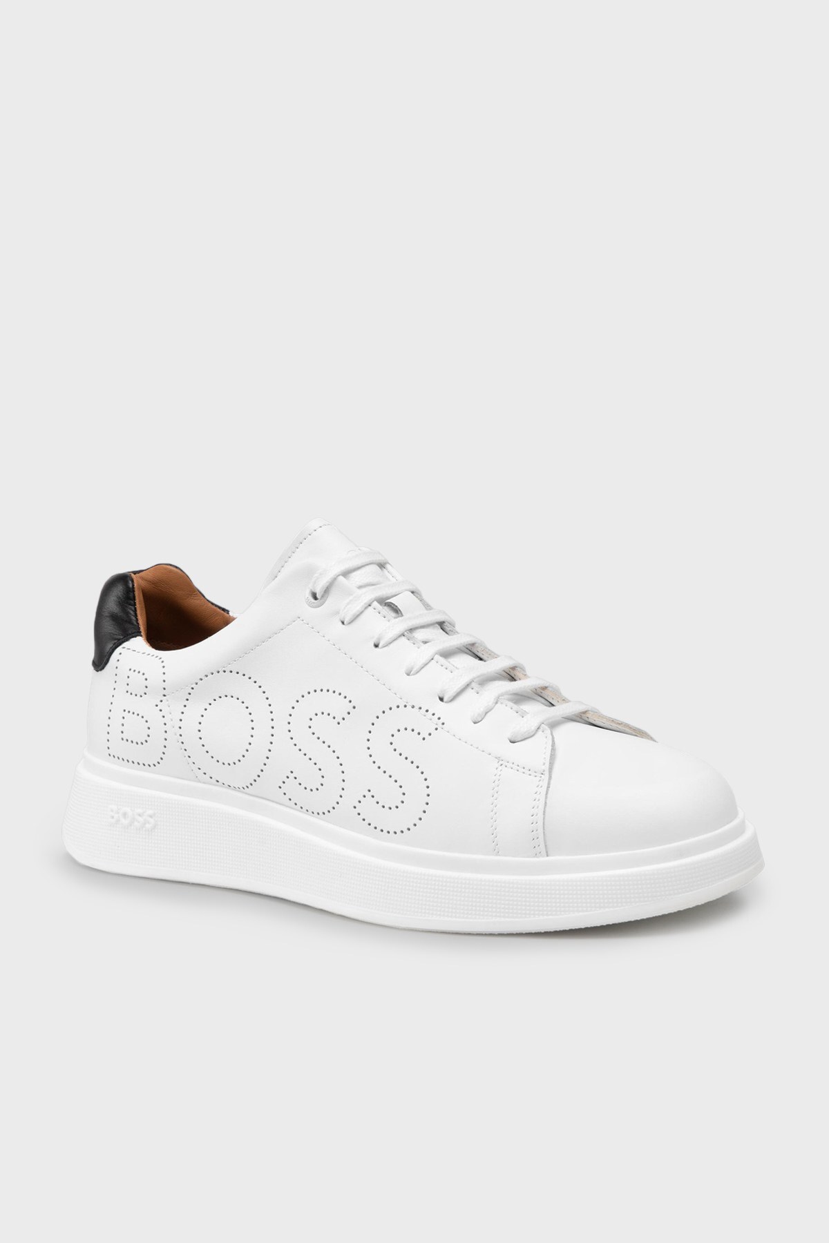 Boss Logolu Hakiki Deri Erkek Ayakkabı 50470944 100 BEYAZ