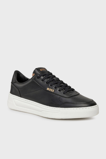Boss Logolu Hakiki Deri Sneaker Erkek Ayakkabı 50502893 001 SİYAH - 4
