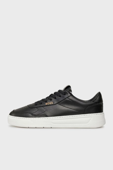 Boss Logolu Hakiki Deri Sneaker Erkek Ayakkabı 50502893 001 SİYAH - 8