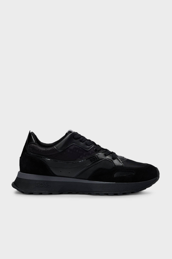 Boss Logolu Hakiki Deri Süet Detaylı Sneaker Erkek Ayakkabı 50536496 005 SİYAH - 1
