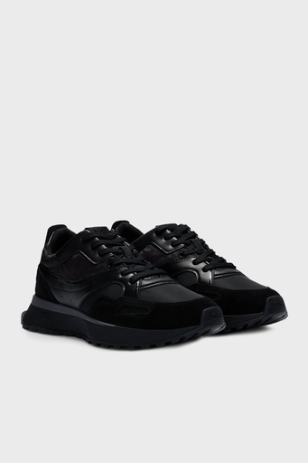 Boss Logolu Hakiki Deri Süet Detaylı Sneaker Erkek Ayakkabı 50536496 005 SİYAH - 3