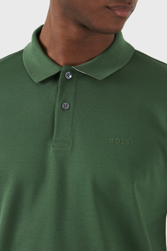Boss Logolu Regular Fit % 100 Pamuk Düğmeli Erkek Polo Yaka T Shirt 50467113 348 YEŞİL - 5