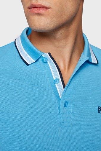 Boss Logolu Regular Fit % 100 Pamuk Düğmeli T Shirt Erkek Polo 50198254 431 TURKUAZ