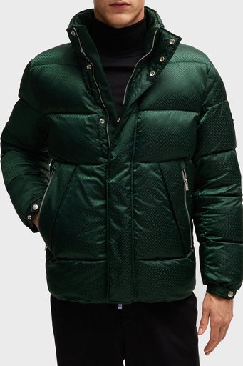 Boss Logolu Regular Fit Çıkarılabilir Kapüşonlu Şişme Erkek Mont 50525364 385 YEŞİL - 5