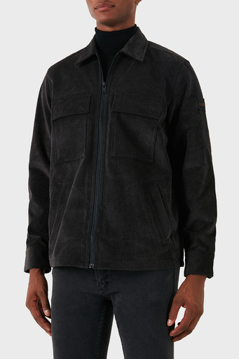 Boss Logolu Regular Fit Fermuarlı Kadife Erkek Gömlek 50527341 001 SİYAH - 7