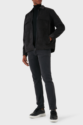 Boss Logolu Regular Fit Fermuarlı Kadife Erkek Gömlek 50527341 001 SİYAH - 9