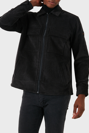 Boss Logolu Regular Fit Fermuarlı Kadife Erkek Gömlek 50527341 001 SİYAH - 11